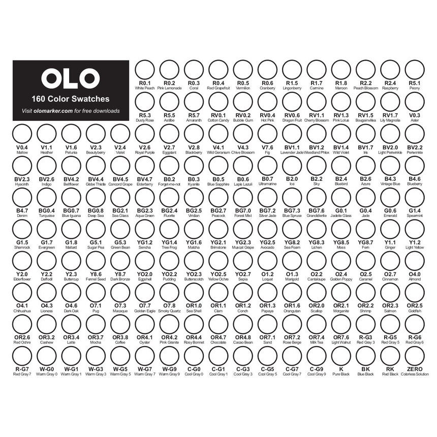 OLO Marker Resources Free Line Art, Color Charts, and Tutorials OLO