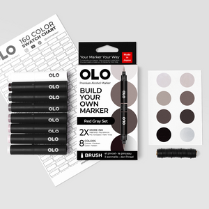 8pc Brush Red Gray Set – New Colors