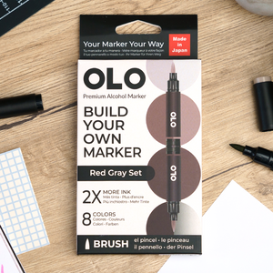 8pc Brush Red Gray Set – New Colors