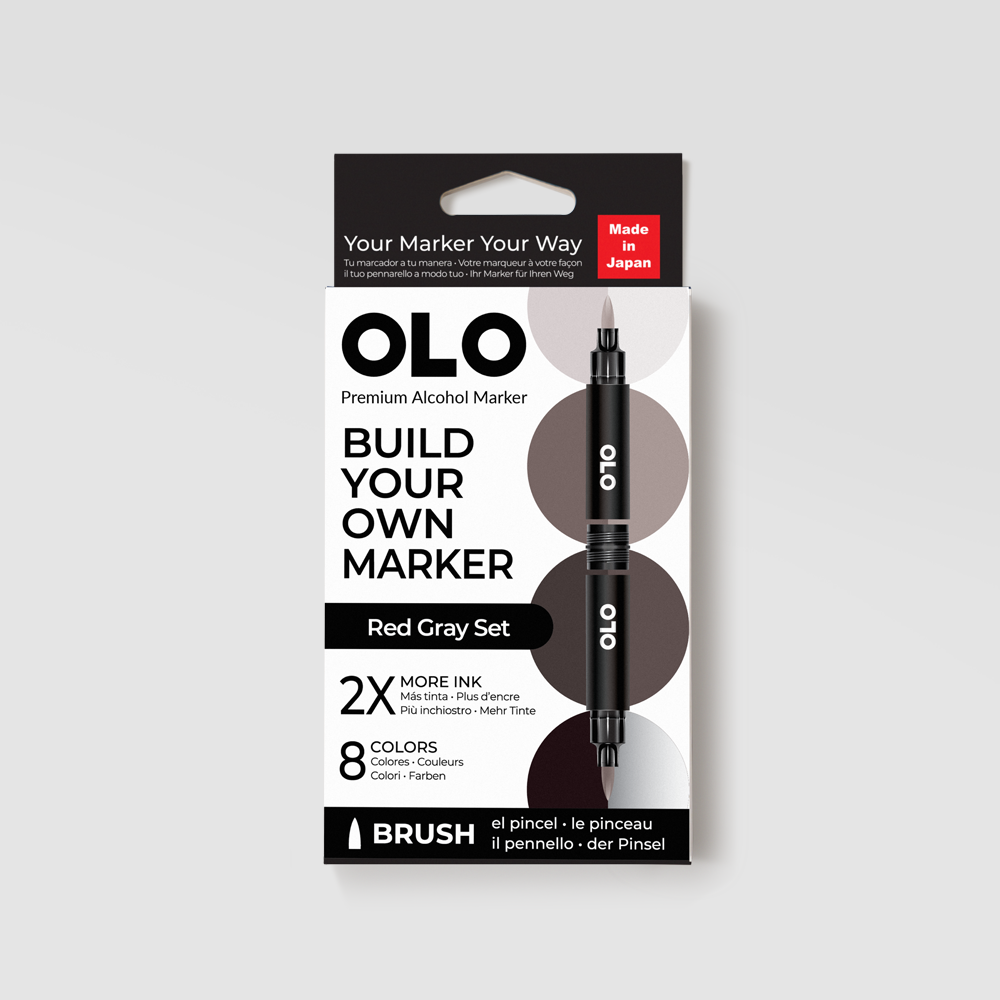 8pc Brush Red Gray Set – New Colors