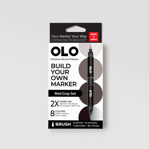 8pc Brush Red Gray Set – New Colors